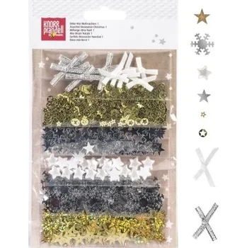 Vánoční dekorace Dekorace 6 druhů - Vánoce - barva: bílá, stříbrná, zlatá.