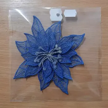 umělá květina Gardener group ČR Vyšívaná ozdoba vánoční hvězda modrá