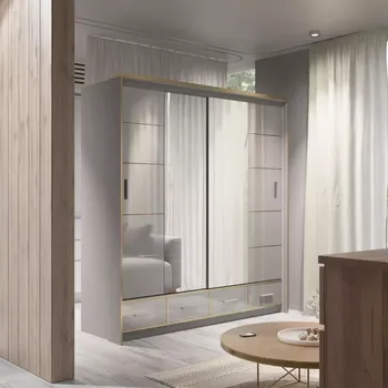 Skříňka na klíč Šatní skříň Modena 200 LED, Bílá/bílá lesk