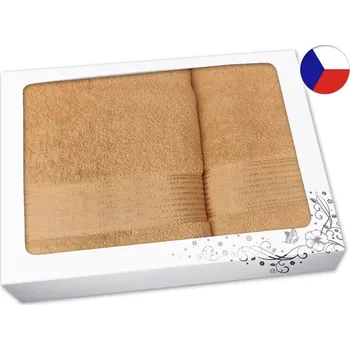 Ručník Dárková sada ručníku a osušky PROUŽEK tmavě béžový