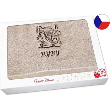 Ručník Vánoční dárkové balení ručníku Znamení Ryby béžová/hnědá