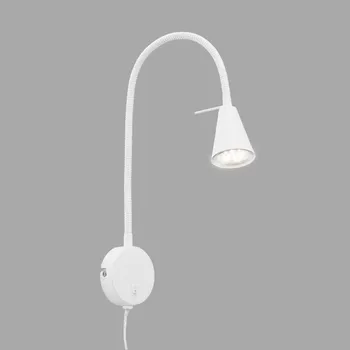 Lampička Briloner LED nástěnné světlo Tusa, bílé, kov, 45 cm, flexibilní rameno - Ø hlava 5,8 cm; Ø nástěnný držák 8 cm; délka přívodního kabelu 180 cm bílá 1 x 4 W LED - Doprava zdarma