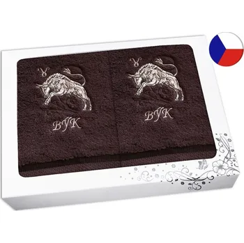 Ručník Luxusní dárková sada ručník + osuška Znamení Býk hnědá/hnědá