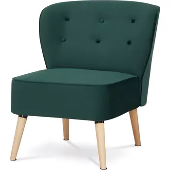 Křeslo Francouzské křeslo, potah zelená sametová látka, nohy masiv bříza