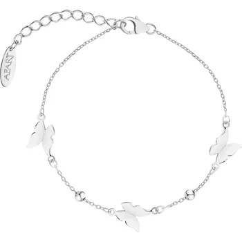 Náramek Stříbrný náramek - motýli, kuličky - AP537-8944