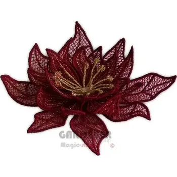 umělá květina Vyšívaná ozdoba vánoční hvězda vínová