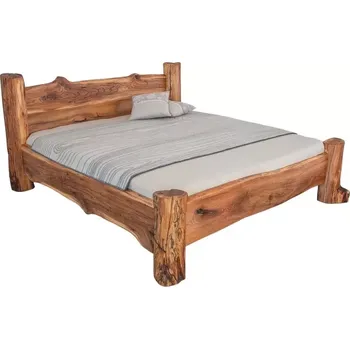 Postel Masivní designová postel BELINDA s úložným prostorem z jilmového dřeva, 200x160