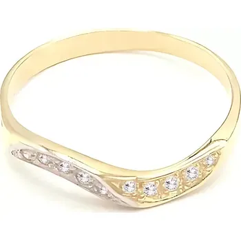 Prsten Zlatý prsten vlnky se zirkony dvě barvy zlata 1,17g