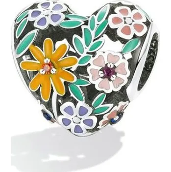 Korálek Prosperk Korálek stříbrný na náramek srdíčko květinové S5181