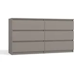 Komoda Malva 6 zásuvek 140 - šedá