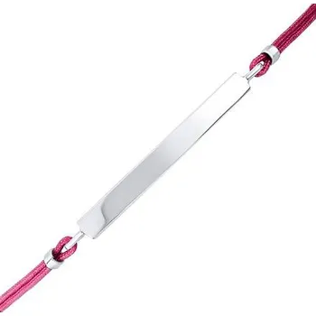 Náramek Textilní náramek Bailey růžový se stříbrnou destičkou ONE1016P