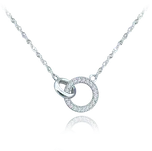 MINET Stříbrný náhrdelník KROUŽEK s bílými zirkony JMAS0182SN45