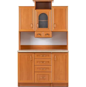 Příborník do zásuvky Kredenc II Ramiak 120 s osvětlením, olše (sklo oblouček , u10 satyna, marmur lux)