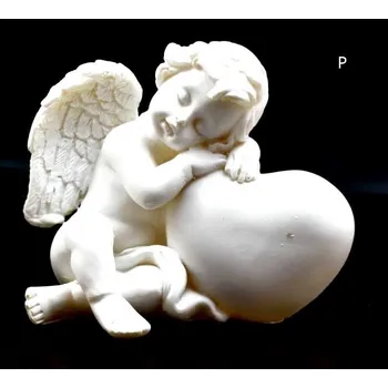Vánoční dekorace Andělíček se srdcem pravý 7 x 5 x 4,5 cm bílý polyresin Varianta: pravý