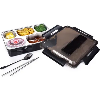 Dóza na potraviny BENTO BOX 5v1 | 1 250 ml | nerezový dělený obědový box se silikonovým těsněním Dedra