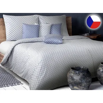 Povlečení Damaškové povlečení EXCELLENT 70x90, 140x220 DIAMANT Mřížkové květy stříbrnomodré