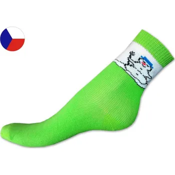 Dětské bavlněné ponožky 29/30 Sněhulák zelený