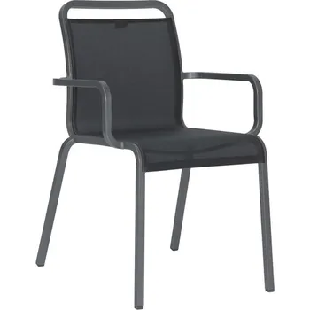 Stern Stohovatelná jídelní křeslo Oskar, Stern, 58x64x87 cm, rám lakovaný hliník šedočerný (anthracite), výplet textilen žíhaný černý (carbon)