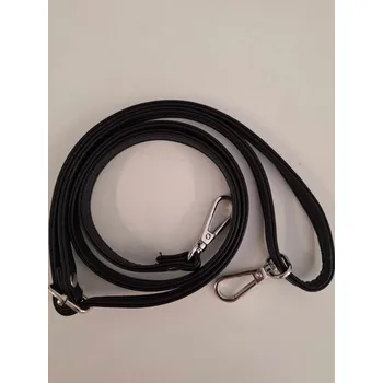 Koženkový popruh na kabelku s karabinou šíře 1cm - černá/nikl