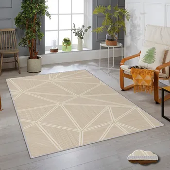 Bytový textil ASIR Koberec (80 x 150) WOOKECE474 béžový s geometrickým vzorem