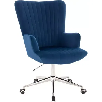 LuxuryForm DESIGN Křeslo AMADEO VELUR na stříbrné podstavě s kolečky - modré