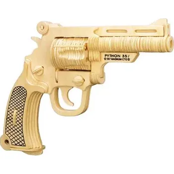 Puzzle Woodcraft dřevěné 3D puzzle pistole S&W, 106 dílků