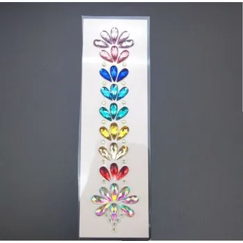 Ozdoba do vlasů Široká nalepovací Tikka z kamenů do vlasů a na tělo Barevná