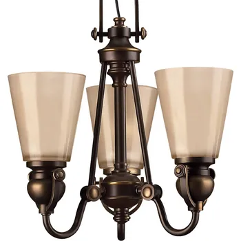 HINKLEY Závěsné světlo MAYFLOWER rustikální 3 zdroje bronzová, jantarová - Doprava zdarma