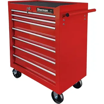 Dílenský zásuvkový vozík na nářadí červený