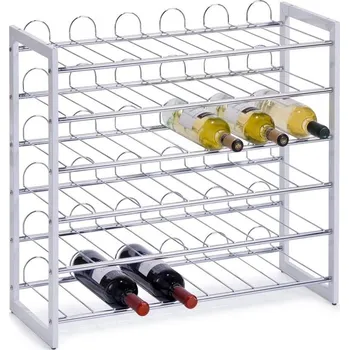 Stojan na víno Stojan na víno na 36 lahví, chromovaný kov, bílý 27360