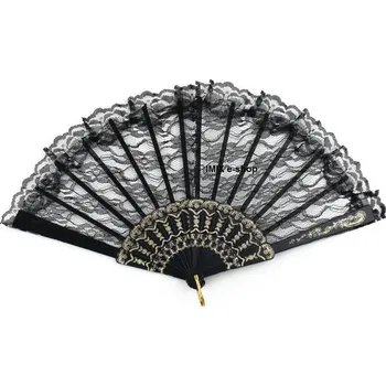 Karnevalový doplněk Vějíř krajkový - VÍCE BAREV Černá