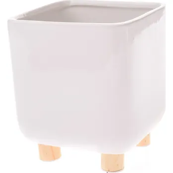 Biokrb Keramický obal na květináč Roland bílá, 14,2 x 16,6 cm