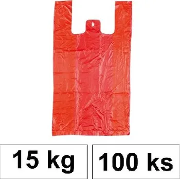 Nákupní taška HDPE Mikrotenové tašky v bloku 15 kg 33 x 22 x 70 cm [100 ks] - červené