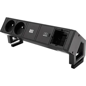 BACHMANN Systém DESK 2, 2x zásuvka CZ, zdroj 30W (USB C), 1x volný, černý (902.984) - 19.07.0165