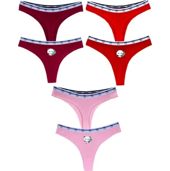 Kalhotky PeSaiL Dámské bavlněné tanga Angel DK105 - 3ks Barva: Mix barva, Velikost: L