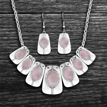 Náhrdelník Náhrdelník s náušnicemi z růženínu dámský set Saskia