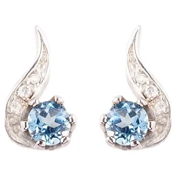 Náušnice topaz - stříbrné náušnice (2118-3TZ) povrchová úprava: rhodiované