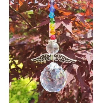 Anděl z broušené skleněné kapky na zavěšení Feng Shui