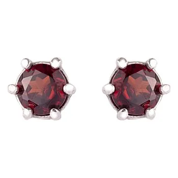 Náušnice granát - stříbrné náušnice (2138-3) povrchová úprava: rhodiované