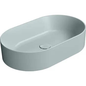 Umyvadlo KUBE X keramické umyvadlo na desku, 60x37cm, oválné, ghiaccio mat