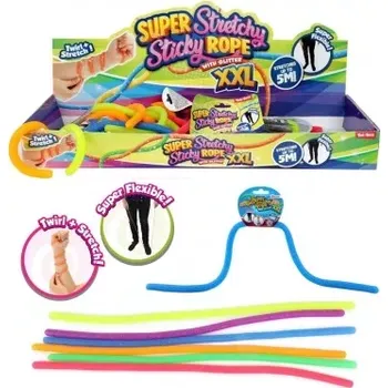 Hračka pro nejmenší Guma s glitry natahovací elastická 50cm 6 barev