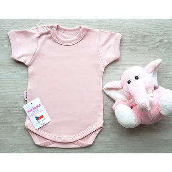 AMÁLKA Bavlněné body krátký rukáv, pudrově růžové Velikost: 56