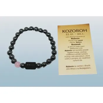 Náramek Hematitový náramek znamení zvěrokruhu Kozoroh s kartičkou