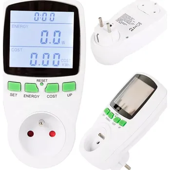 Zásuvkový wattmetr s podsvíceným displejem pro měření spotřeby