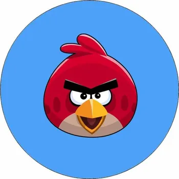 Jedlá dekorace na dort Jedlý papír Angry birds na modrém pozadí 19,5 cm