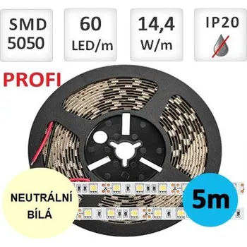 LED páska LED21 LED pásek PROFI 5m 14,4W/m 60ks/m 5050 NEUTRÁLNÍ BÍLÁ