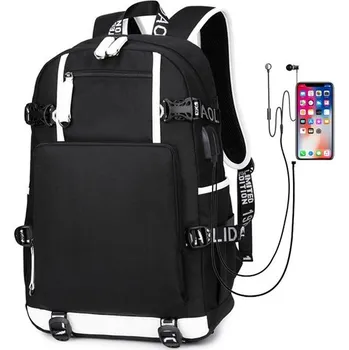 Městský batoh Ailoda školní studentský batoh s USB Unlimited SAS Černý 21L Lifestyle 97k-cube