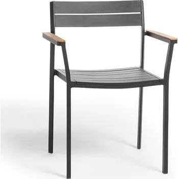 Diphano Hliníkové stohovatelné jídelní křeslo Metris, Diphano, 59x48x80 cm, rám hliník barva šedočerná (lava), područky teak