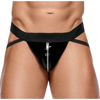 Pánské erotické prádlo Black Level Shiny Vinyl Jock 2890526 Black Velikost M
