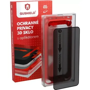 Ochranné 3D sklo Gushield GUGP006 - Apple iPhone 12 / 12 Pro s aplikátorem a privátním filtrem (0745314106719) (Tvrzenné 3D ochranné sklo Gushield GUGP006 na Apple iPhone 12 / 12 Pro, černý rámeček s aplikátorem pro snadnou instalaci, privátní filtr)